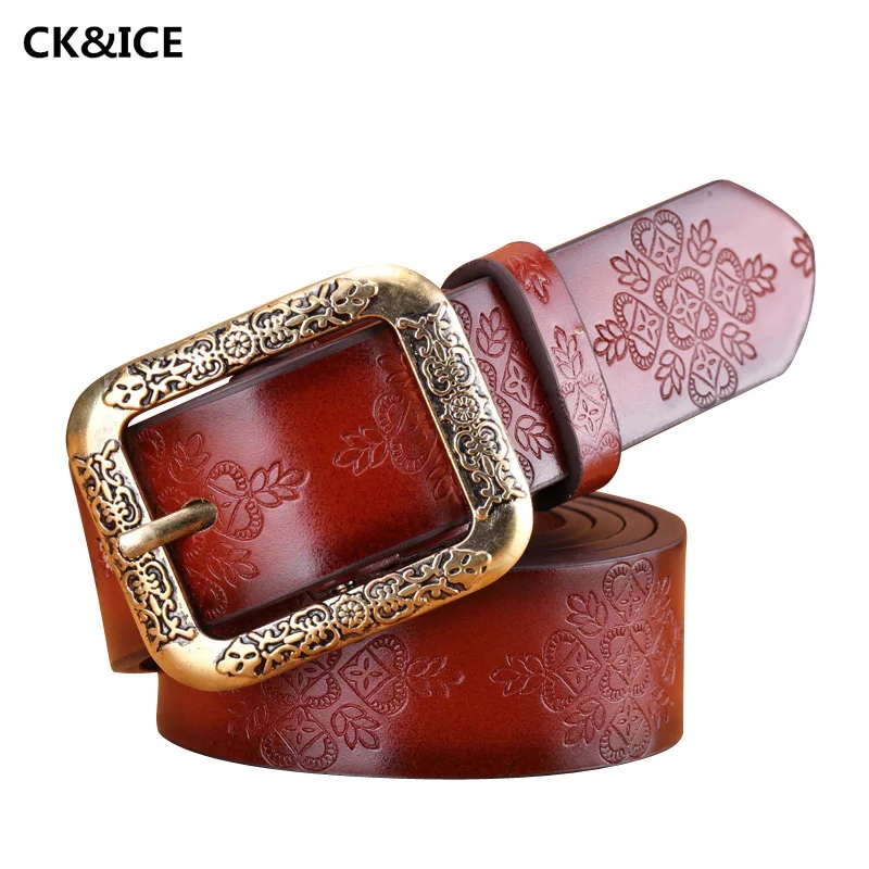 Hot 2017 Fashion Women Belts Luxury PU Leather Pin Buckle Belt Women Casual All-Match Embossed Popular Ladies Belt 110-115CM