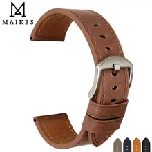 MAIKES Watch Strap Watch Accessories Brown Genuine Claf Leather 24mm 22mm Watch Band Wrist Watch Pin Buckle Watchband For Omega carlywet 22mm new genuine leather black brown crocodile grain strap wrist watch band belt pin buckle for panerai omega iwc tag