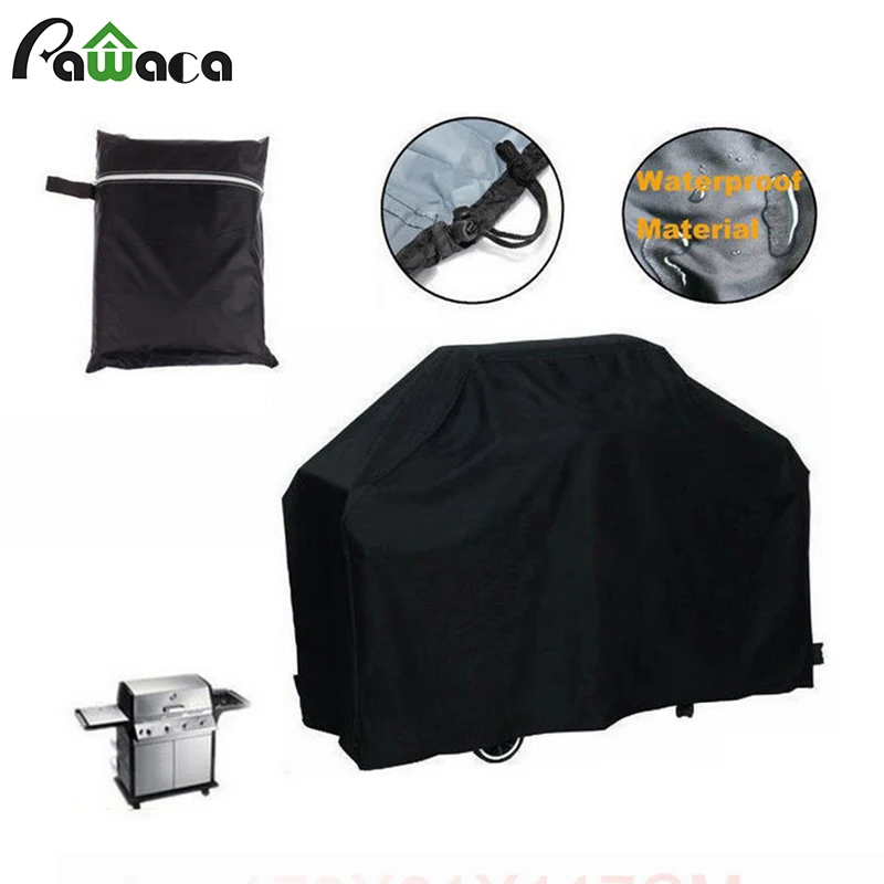 

2 Size Black Outdoor Barbecue Cover Waterproof Sunscreen Dust Resistant Universal Barbecue Hood Protective BBQ Cover 2017 Hot!