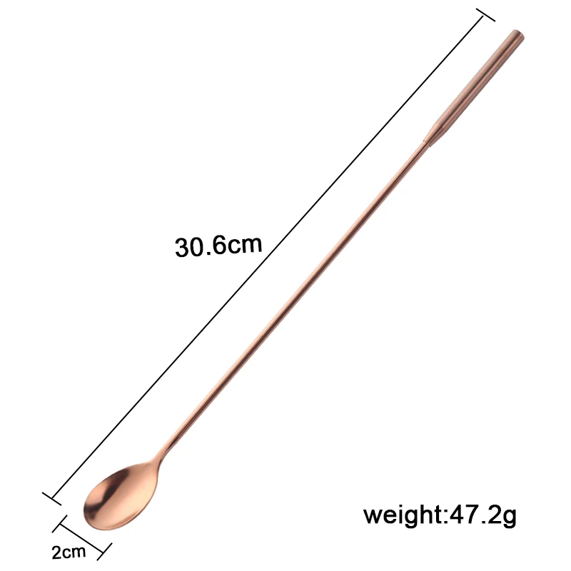 7 цветов 2 шт./компл. Нержавеющая сталь коктейль барные ложки золото с длинной ручкой 30,6 см Бармен Коктейль ложка палочка для помешивания питьевой инструмент - Цвет: Rose Gold 2pcs