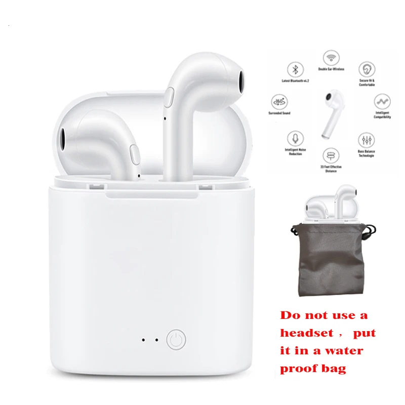 

I7S Wireless Bluetooth Headset Stereo Handfree Sports Bluetooth Earphone With Charging Box For iphone Android PK A7 I7