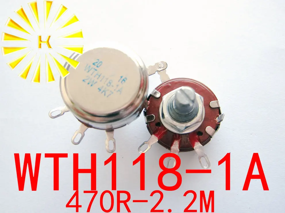 

WTH118-1A 1K 2.2K 3.3K 4.7K 6.8K 10K 15K 22K 33K 47K 220K 330K 470K 1M 2W Single Rotary Carbon Film Potentiometer Pot x 50PCS