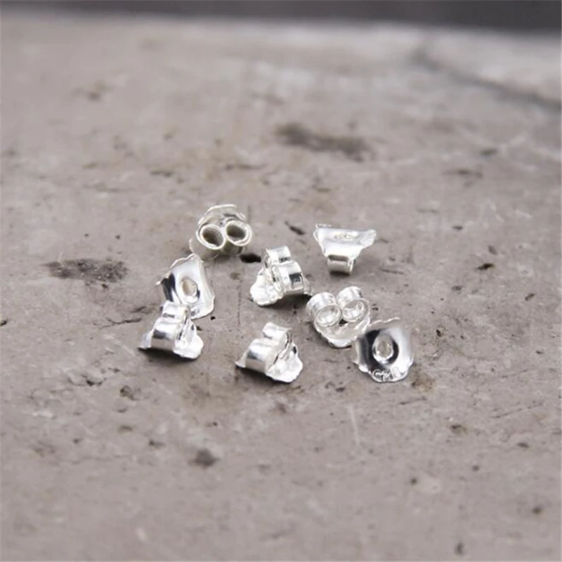 

100 Pairs High Quality 100% 925 Sterling Silver Earring Back Plug Earring Settings Base Ear Studs Back Wholesale