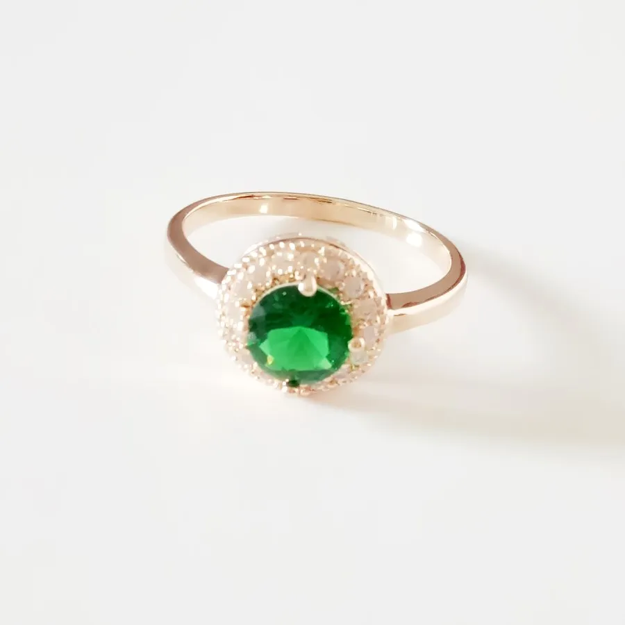 

Women Rings 2019 Luxury Wedding Jewelry Trendy Rose Gold Color Jewelry Green Round Shape Engagement Ring Designs for Women