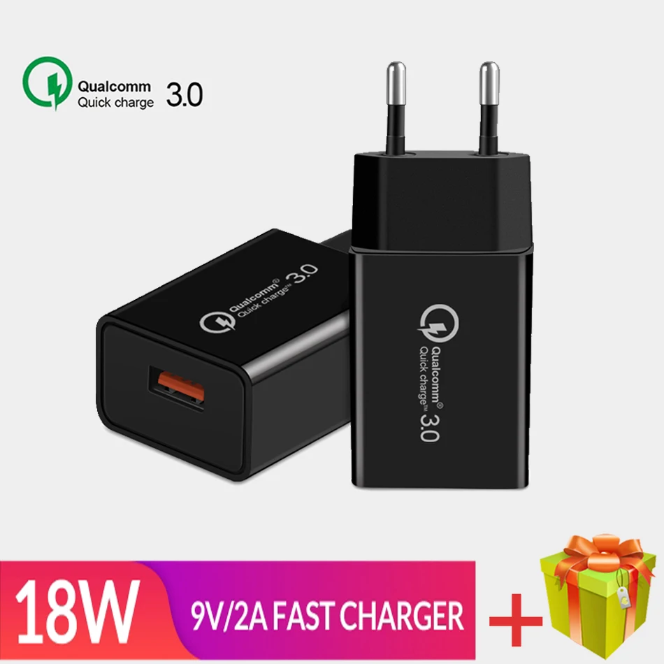 

18W USB Fast Charger For iphone 7 6 X XS XR Samsung S9 S8 Xiaomi Redmi Note 7 Mi 9 Qualcomm Quick Charge 3.0 Carregador Portatil