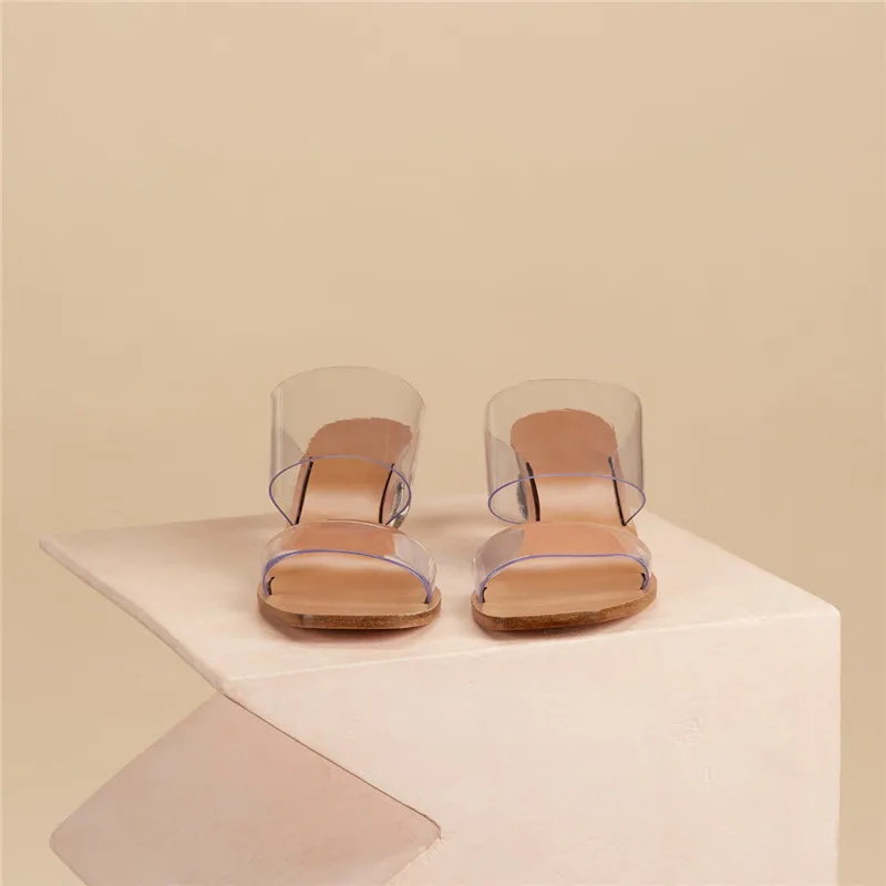 Jady/женские прозрачные тапочки с квадратным носом на прозрачном каблуке из ПВХ; Летние сандалии-гладиаторы; повседневные шлепанцы
