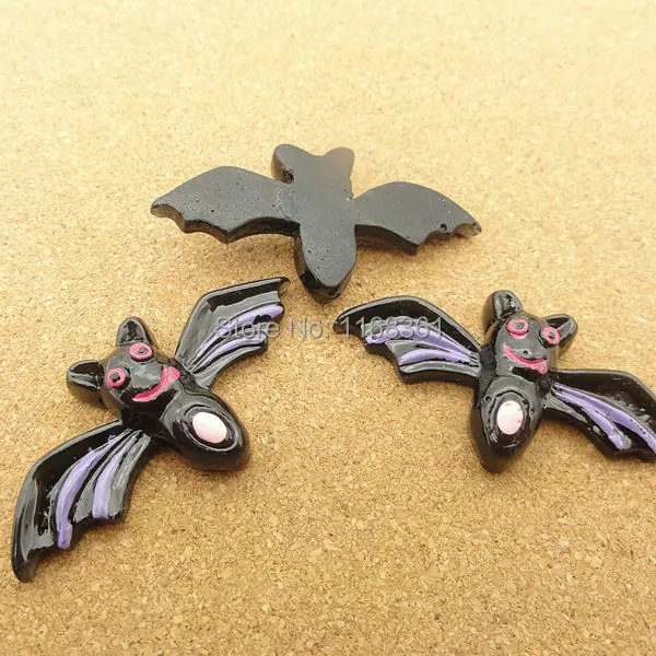 1pcs/lot resin flat back Halloween black bat cartoon animal 43mm Cabochons Hair Bow Center DIY Christmas decration C114-1