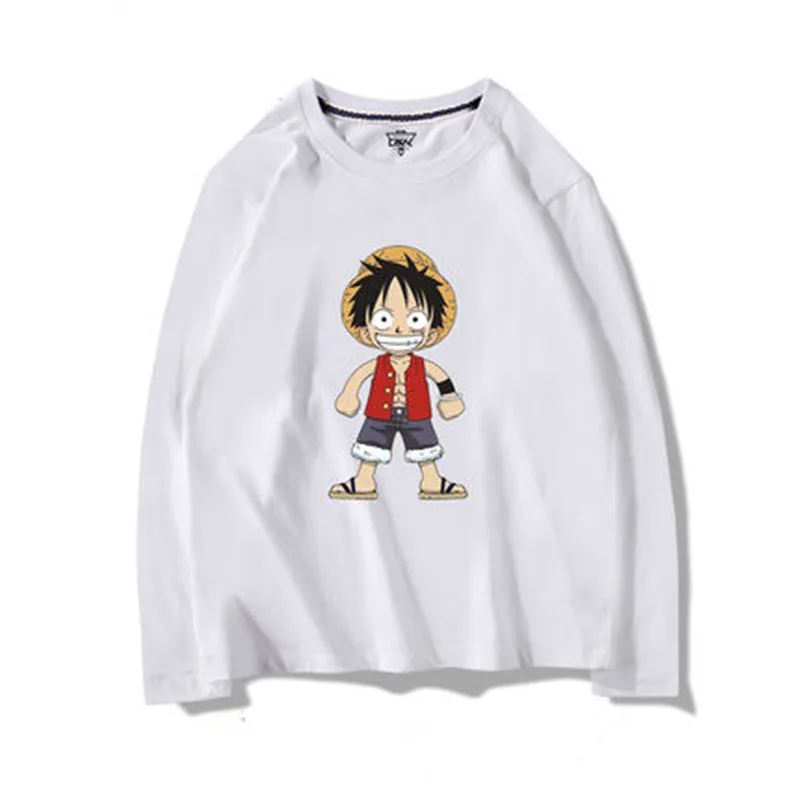 

One Piece Anime T-shirt Spring autumn men100% cotton Long sleeve thin pullover mens O-neck loose T-shirt Brand clothing Tees