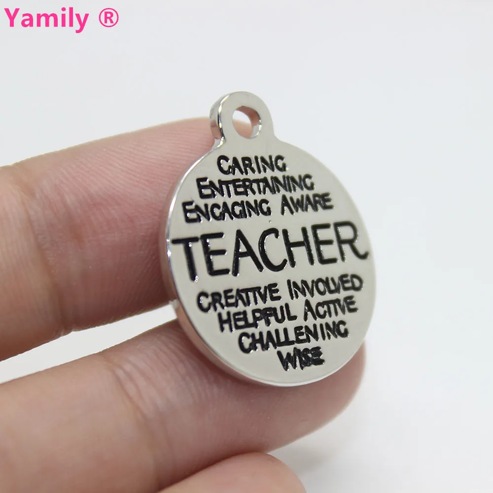 

8pcs--22mm Alloy plating white k Teacher Charms Word Collage Charms pendant