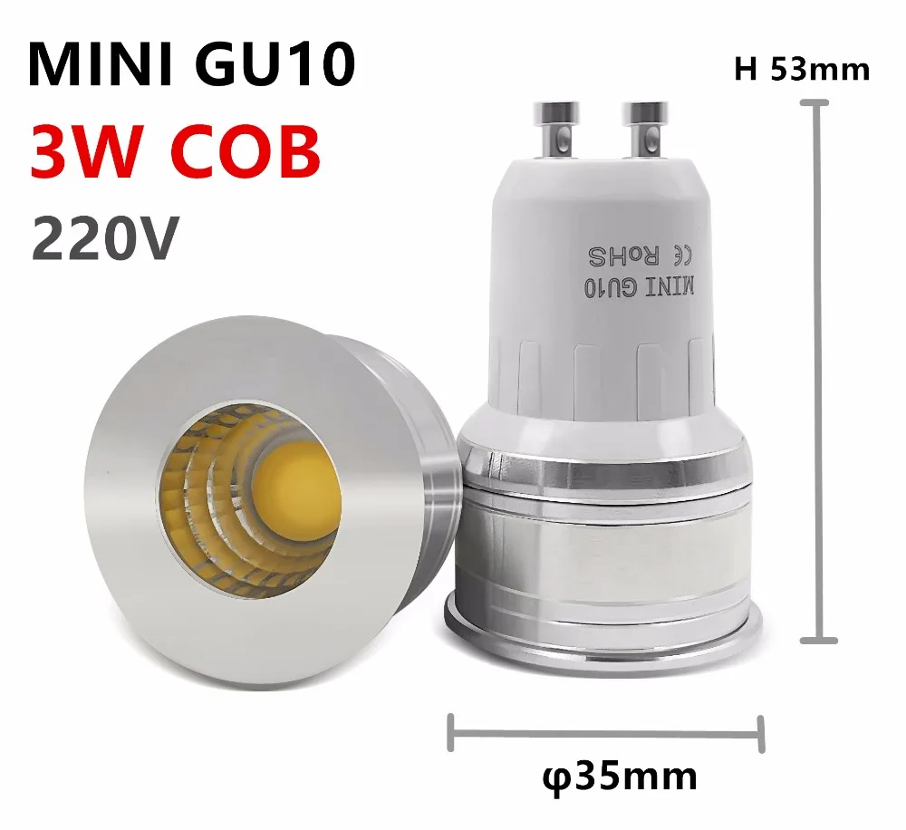 Светодиодный GU10 COB мини MR16 MR11 3w 35 мм с регулируемой яркостью 2700k теплый белый день