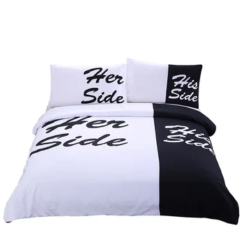 

bedding set King size 3d Black and white love print Duvet Cover set with pillowcase 3pcs bedding set queen size bed line