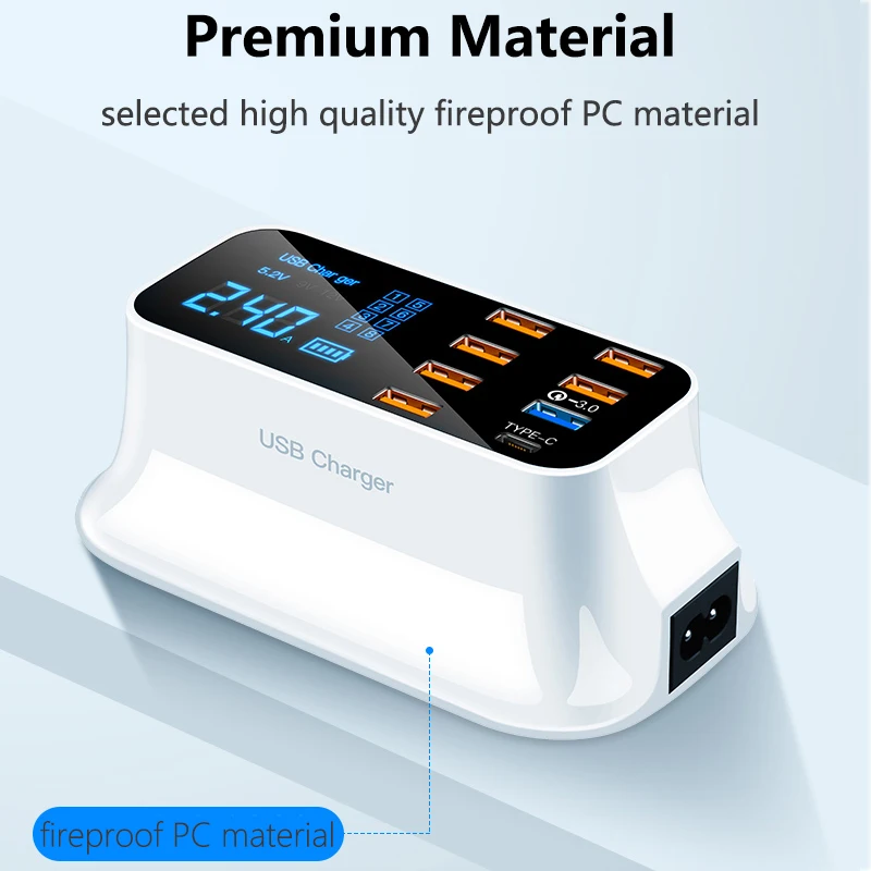 Многопортовая USB зарядная станция ЖК дисплей настольный универсальный умный