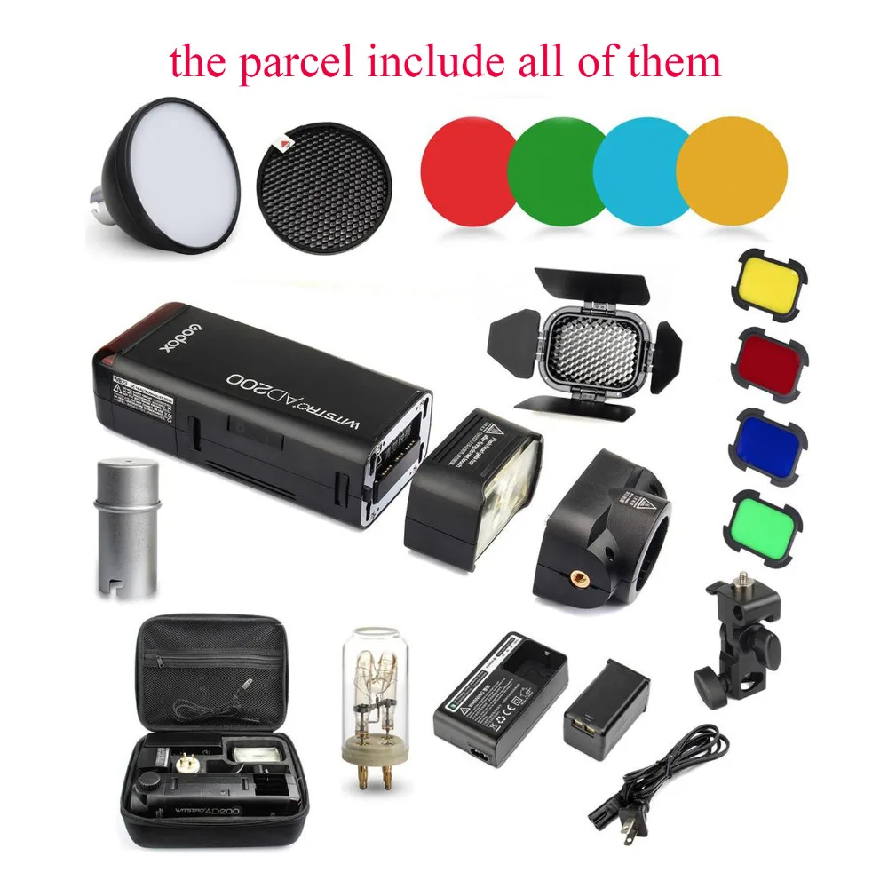 Godox AD200 2 4G TTL вспышка 1/8000 HSS монолайт наборы для Nikon Canon Sony + AD-S2 Стандартный
