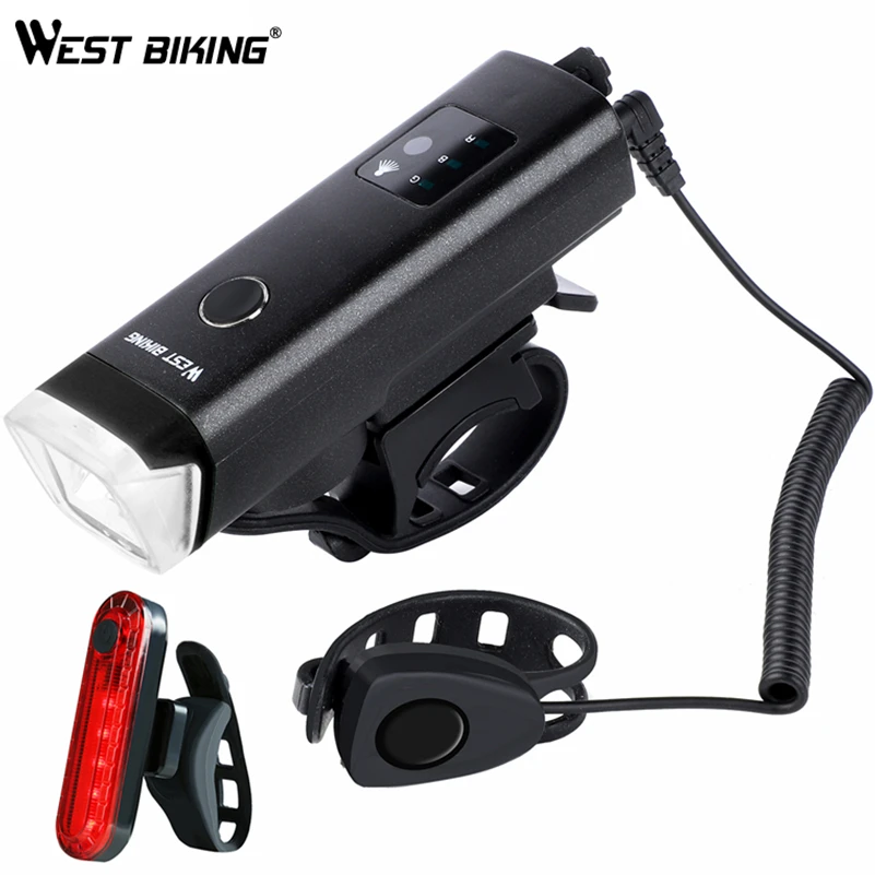Flash Deal WEST BIKING Bike Light Induction Front Light Cycling Bicycle USB Charging Warning Flashlight Handlebar Torch With Bell Head Lamp 3 Flash Deal WEST BIKING Bike Light Induction Front Light Cycling Bicycle USB Charging Warning Flashlight Handlebar Torch With Bell Head Lamp 3