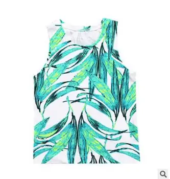 

2017ins explosion paragraph bamboo leaves summer baby belly vest cotton baby men and women harness T-shirt factory direct