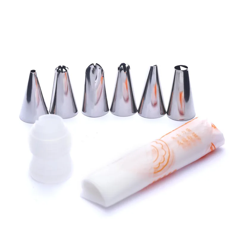 

6Pcs DIY Icing Piping Cream Pastry Nozzle Tips + 1Pc Pastry Tips Converter+3Pcs Pastry Bags Cake Decorating Tools