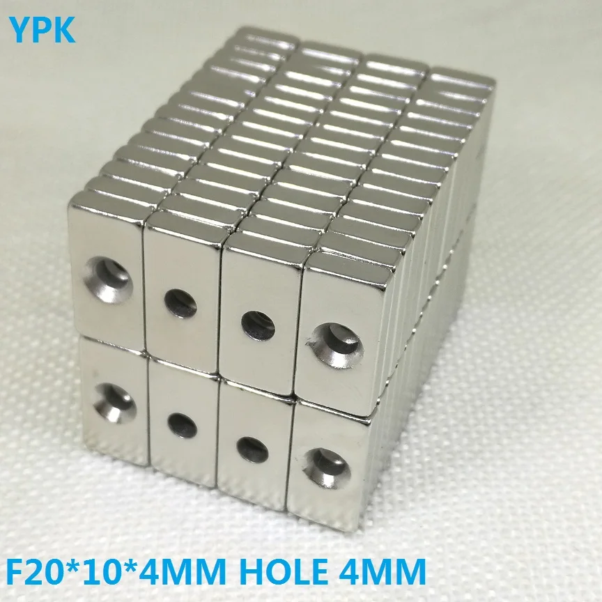 50pcs N35 Rectangular f 20x10x4 mm hole 4 mm Super Strong