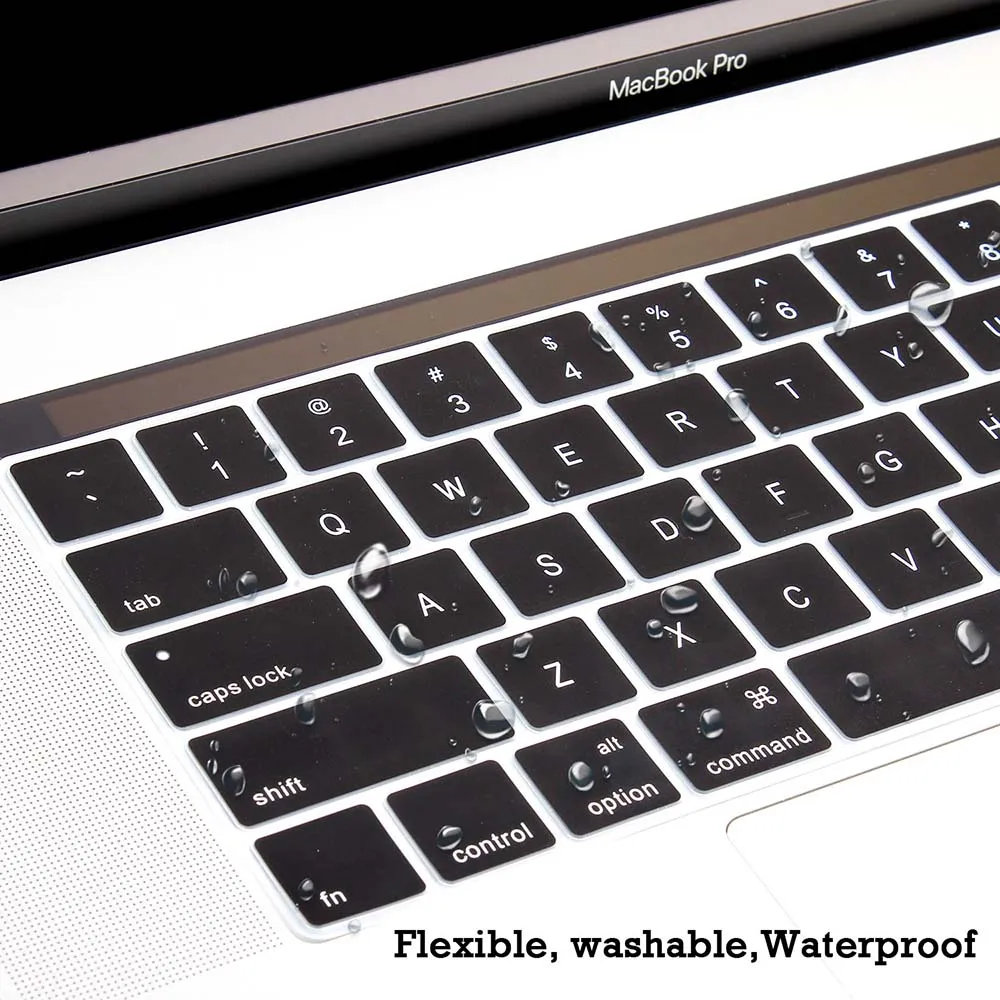 US English Caps Key Hole Soft Silicone Rubber Keyboard Cover For 2018 Macbook Pro 13 15 Touch Bar A1706 A1989 A1707 A1990