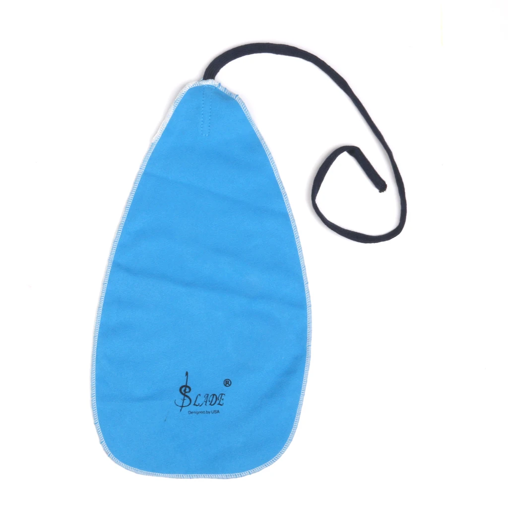 Pro. Cleaning Deerskin Cloth w.Strap for Flute Trumpet Sax Clarinet Blue Instruments Cleaning Cloth 