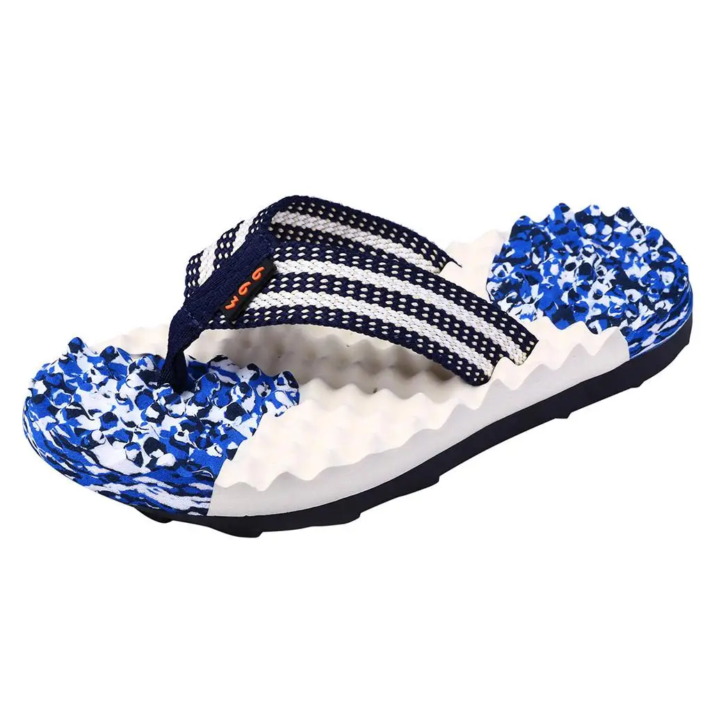 Летние Пляжные Шлепанцы; мужские Вьетнамки; высококачественные пляжные сандалии; zapatos hombre; Повседневная Нескользящая удобная обувь; 39-45 10 - Цвет: Blue