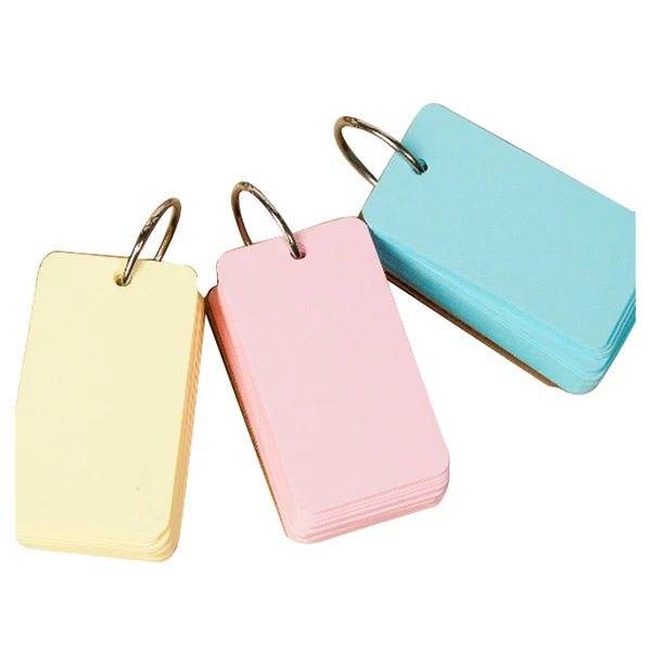 

3pcs Binder Ring Easy Flip Flash Cards Study Cards, 100 Blank Pages,yellow+blue+pink