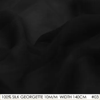 

100% Silk Georgette Fabric 10momme Plus Wide Silk Fabric 140cm Clothing Material for Sewing Natural Silk China Supplier 03 Black