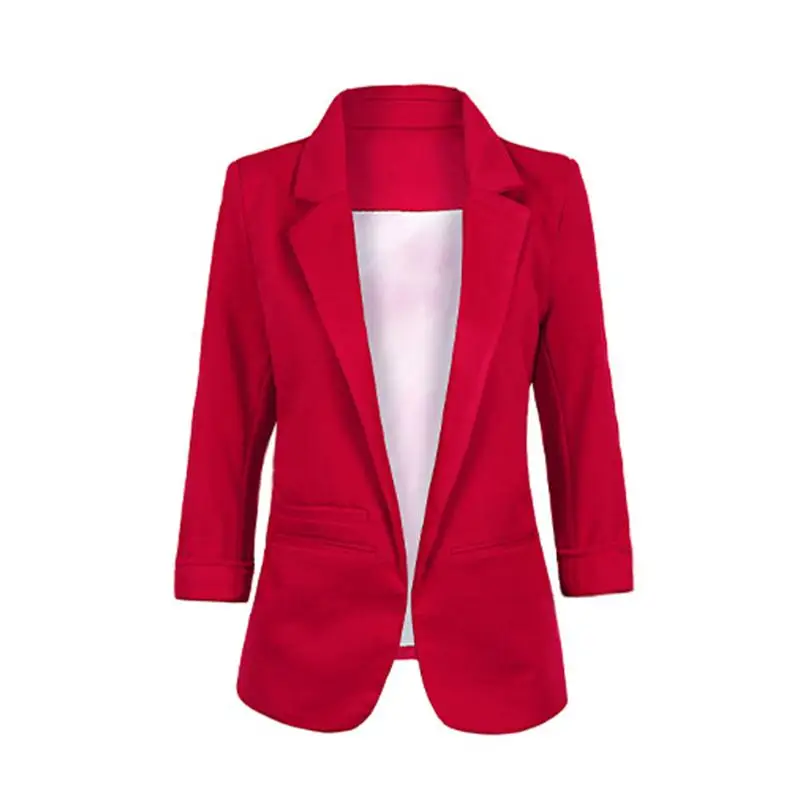 2015 Womens Candy Colors Slim Casual Blazer With Three Quarter Sleeve Notched Jacket Coat Outwear Plus Size Solid Work Blazer 2015 Womens Candy Colors Slim Casual Blazer With Three Quarter Sleeve Notched Jacket Coat Outwear Plus Size Solid Work Blazer