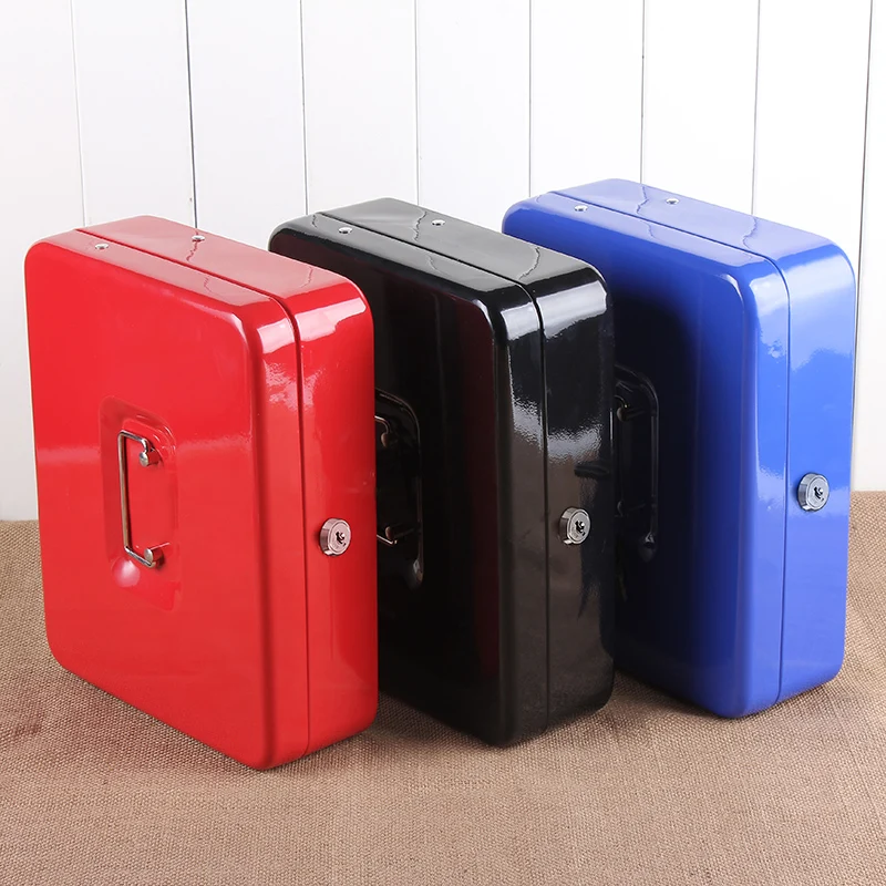 Portable Safes Storage Cash Box Money Drawer Key Lock / Password Lock Safe Lock Tiered Tray Security Metal Box 30 x 24 x 9cm