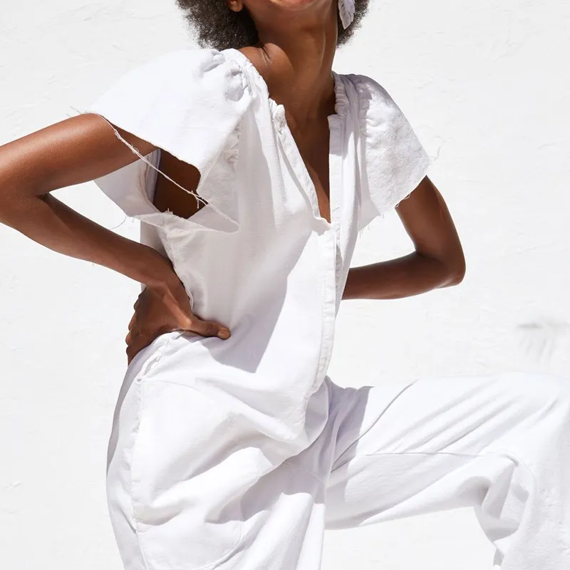 Ladies White Sexy Long Jumpsuits Women Jumpsuits Fashion Short Sleeve Bodysuit Female Elegant V Neck Ruffles Jumpsuit Ladies White Sexy Long Jumpsuits Women Jumpsuits Fashion Short Sleeve Bodysuit Female Elegant V Neck Ruffles Jumpsuit