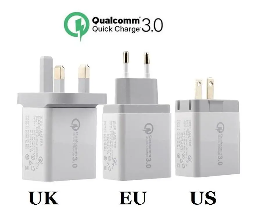Newest Quick Fast Charger 3-Ports QC3.0 USB Wall Charger Travel Adapter Support Smart Fast Charge For Samsung Galaxy S6 hopeboth