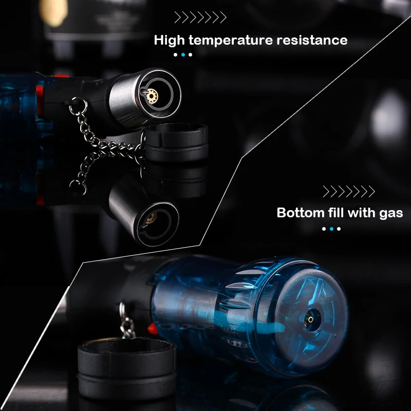 Мини бутановый струйный фонарь, газовая зажигалка, пластиковый случайного цвета, Горелка зажигания, без газа, сигарета, сигарета, ветрозащитная Зажигалка для курения