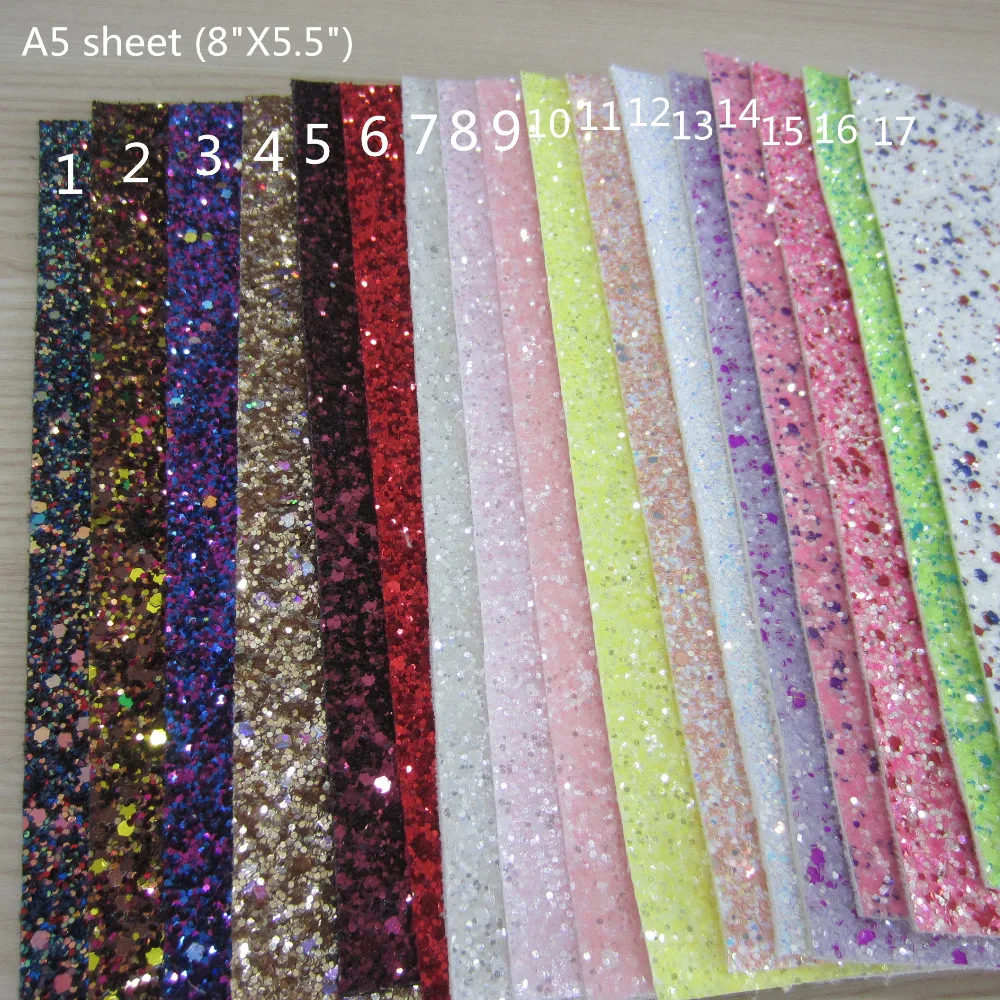 

A5 sheet 8"x 5.5"(15cmX21cm) chunky glitter leather fabric faux leather fabric For bows craft Sewing DIY 1pieces F0471