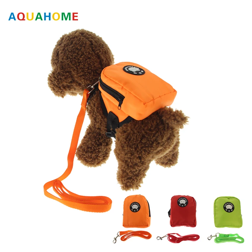 

Pet dog pure color nylon outer backpack bag traction rope