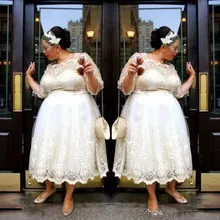 plus size tea length wedding dresses