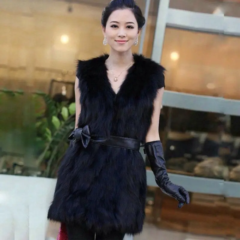 

Fox Fur Vest Coat Women Warm Fur Vest Coat Solid Vest Women's Winter Coat Jacket Outwear
