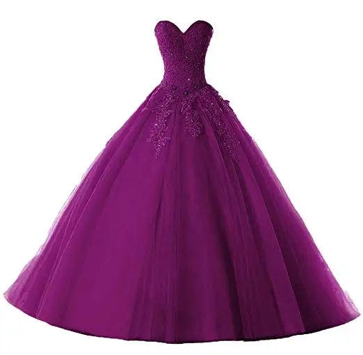 ANGELSBRIEP Sweetheart Quinceanera Dresses For 15 Party Formal Appliques Beading Tulle Vestidos De Debutantes Party Gowns - Цвет: Grape