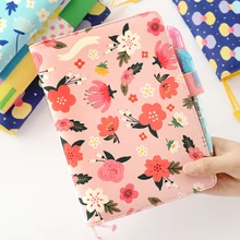 Из искусственной кожи чехол для планировщика блокнот цветок путешествия Журнал Дневник упражнения состав переплет блокнот подарок A5 A6