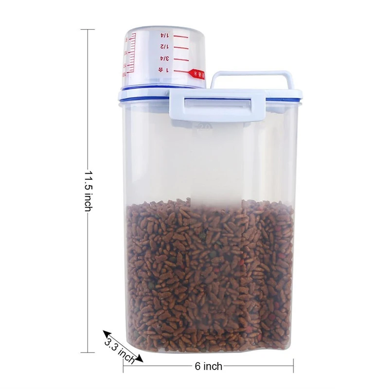 

Pet Food Container With Pour Spout and Measuring Cup,Pet Dry Food Dispenser and Seal Buckles for Dogs Cats Strong and Durable