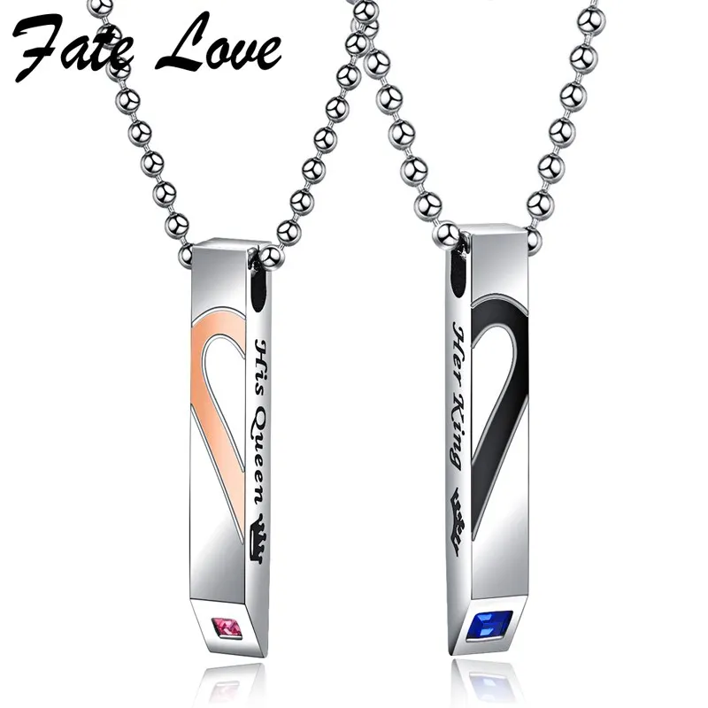 Ожерелье Fate Love Her King His Queen ожерелье из нержавеющей стали с кулоном в виде сердца