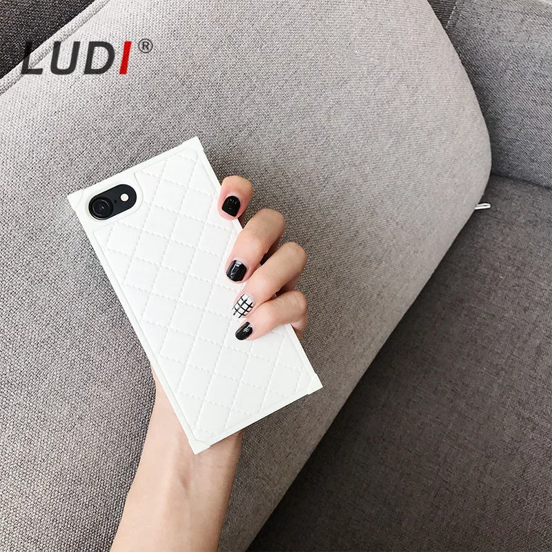Роскошный чехол LUDI с алмазным узором для iPhone X 7 plus мягкий из искусственной кожи 6 6s