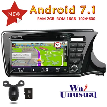 

WANUSUAL 9" Quad Core 16G 2G RAM Android 7.1 Car Multimedia Player for Honda City 2015 GPS Navigation with BT WIFI 1024*600 Maps