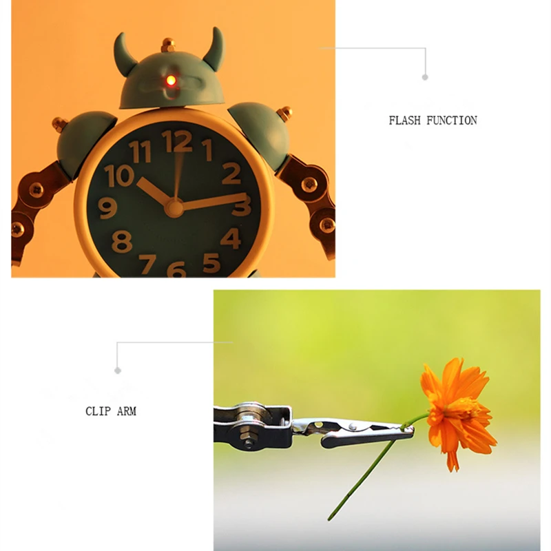 Creative Kids Alarm Metal Robot Clock Cartoon Anime Table Desktop Clock Alarm Watch Children Christmas Gift