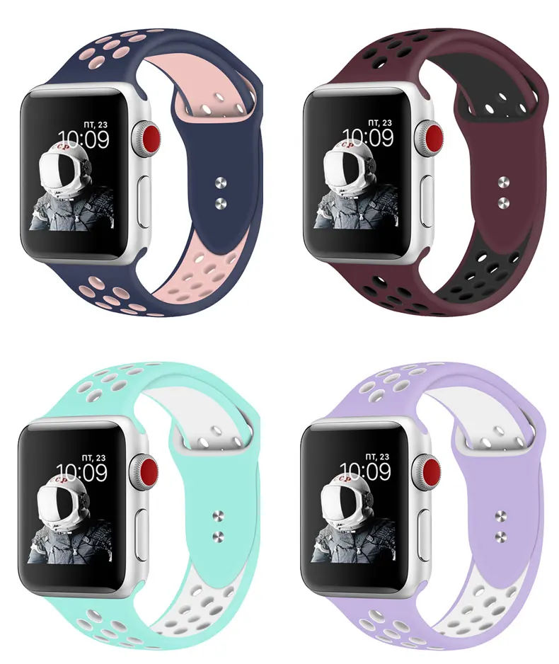 EIMO Correa для наручных часов Apple Watch, ремешок 42 мм, 38 мм, Версия 44/40 мм наручных часов iwatch серии 4, версия 1, 2, 3, ремешок Nike спортивный ремешок для часов Силиконовый Браслет наручный ремень ремешок для часов
