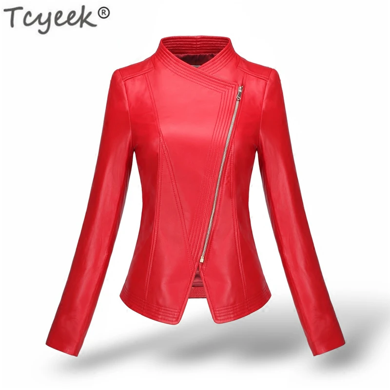 Tcyeek Genuine Leather Montone Jacket Women Real Sheepskin Coat Female