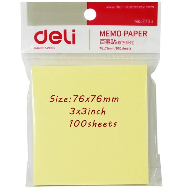 Memo paper size 2x3 \ 3x3 \ 3x4 \ 3x5 inch 100 sheets color yellow