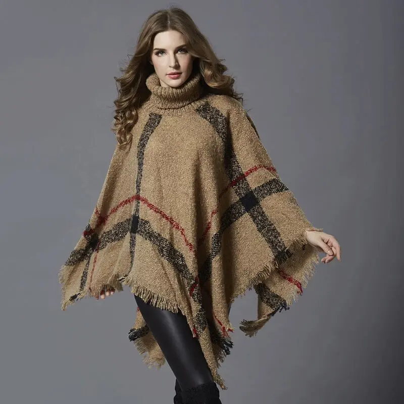 CFYH Batwing Sleeve Tassel Hem Knitting Cloak Sweater Women Fall