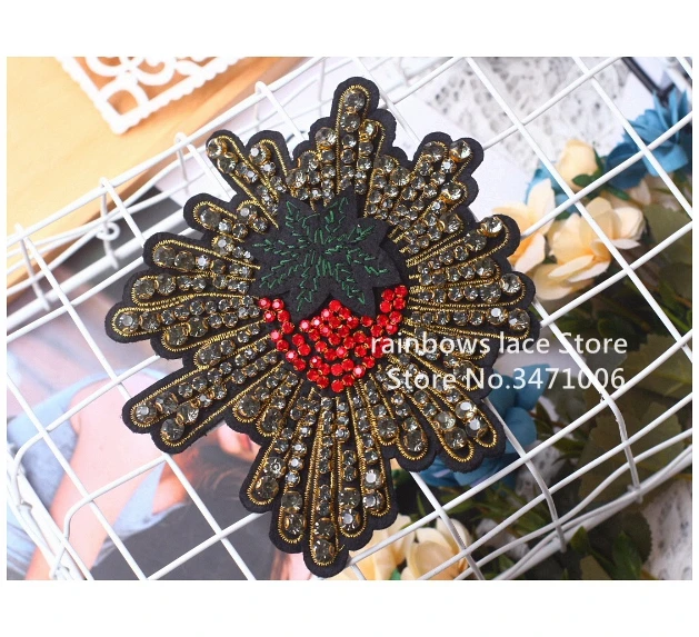 

3D Large Rhinestone Beaded Heart Shaped Patch for Clothing Sewing on Beading Applique Shirt coat Bags DIY Decoration Patches