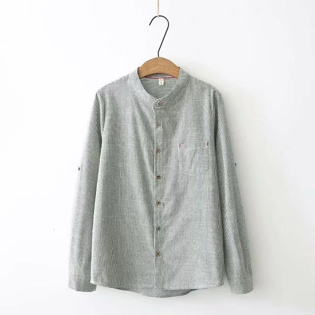  VOGUEIN New Womens Stand Collar Striped Print Long Sleeve Blouse Shirt Tops Wholesale