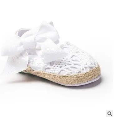 Летние сандалии для маленьких девочек детские мокасины с бантом мягкая детская обувь детские сандалии нескользящая обувь для девочек - Цвет: Белый