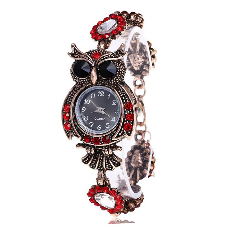 Vintage Women Watch Rhinestone Owl Quartz Bracelet Watch Beautiful Wristwatch Girls Jewelry Gifts For Lady Mother LL@17 Vintage Women Watch Rhinestone Owl Quartz Bracelet Watch Beautiful Wristwatch Girls Jewelry Gifts For Lady Mother LL@17